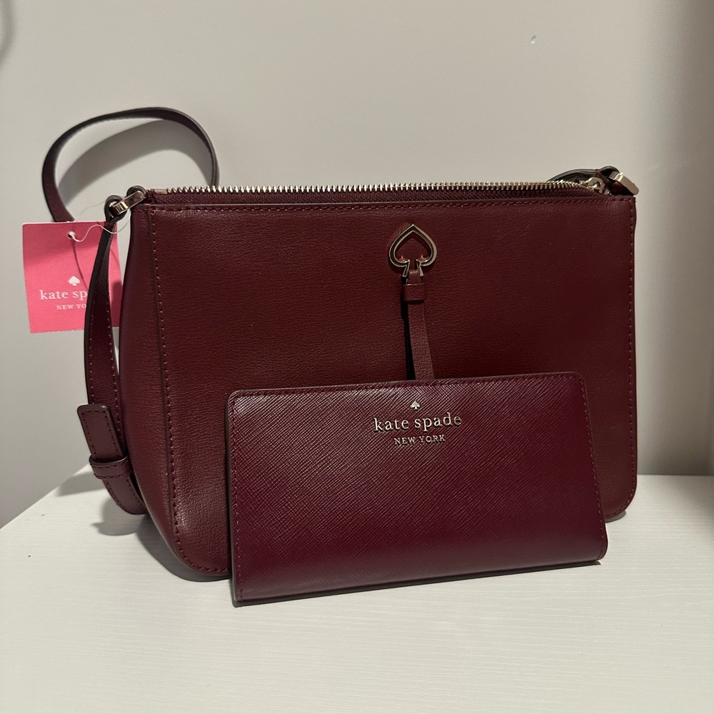 Kate Spade Adel Crossbody with matching Staci Wallet in Cherrywood